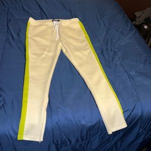 Cream Lime Green Track Pants